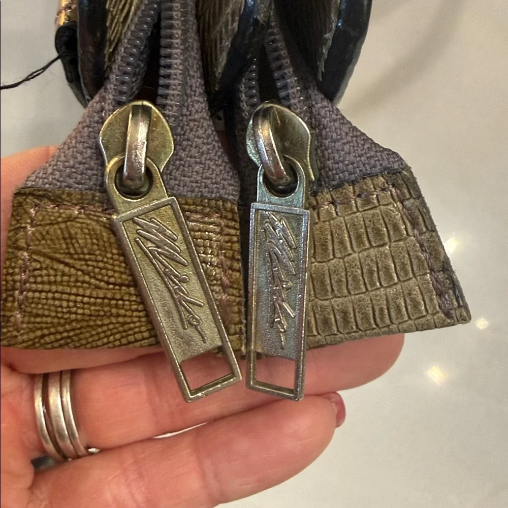 Vintage Mido Top Handle Handbag 1950s 1960s Reptile Embossed Taupe Structured